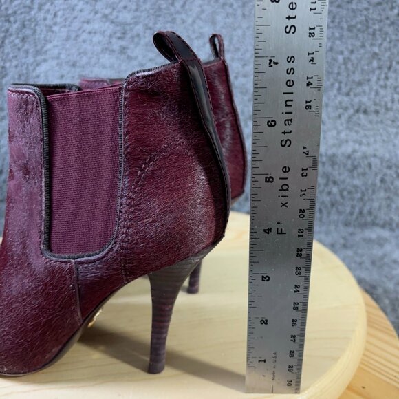 Tory Burch Fur Chelsea Boots Women Size 6.5 Leather Real Calf Hair Stiletto Heel - Picture 5 of 11